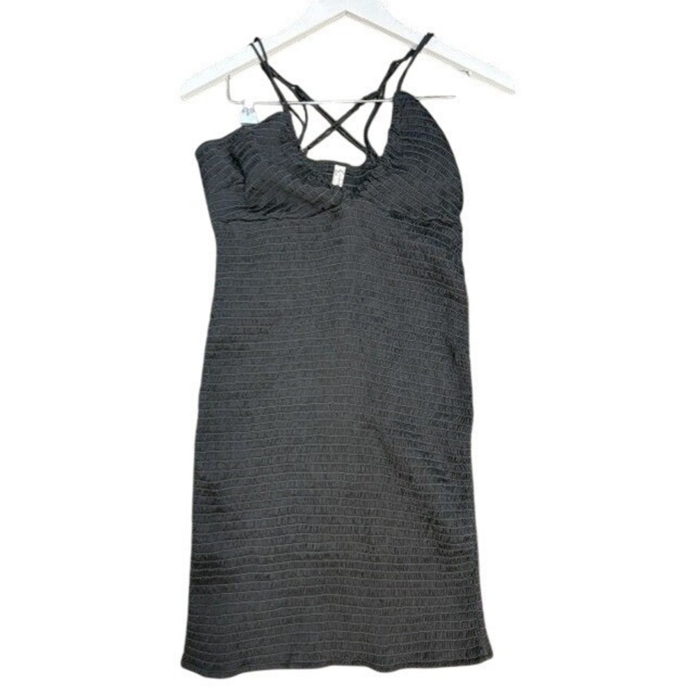 Intimately Free People Black Smocked Mini Dress Strappy V Neck Small P
